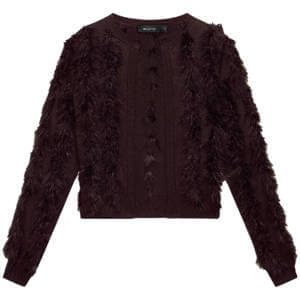 Mint Velvet Burgundy Feather Shrug Cardigan